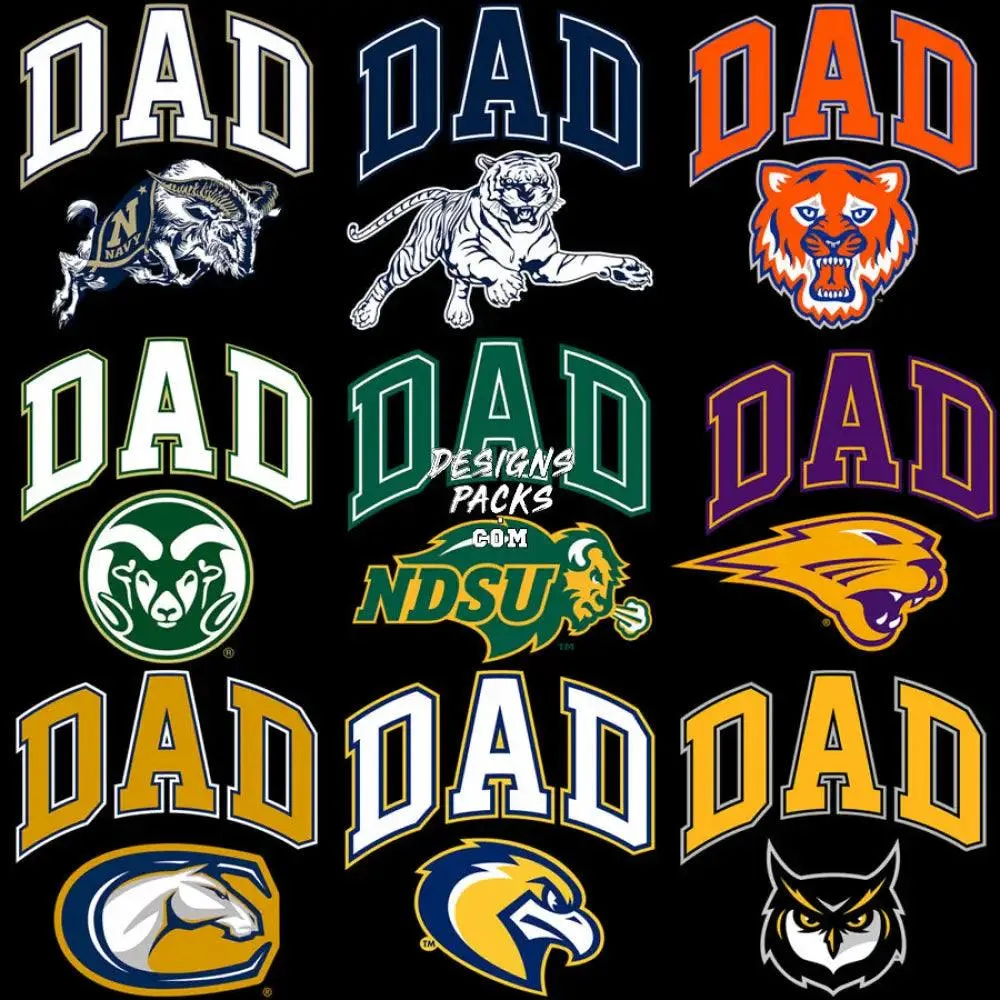 40 DAD College University USA States Father's Day Designs Bundle PNG