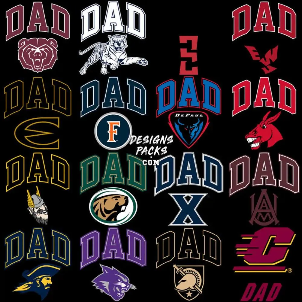 40 DAD College University USA States Father's Day Designs Bundle PNG