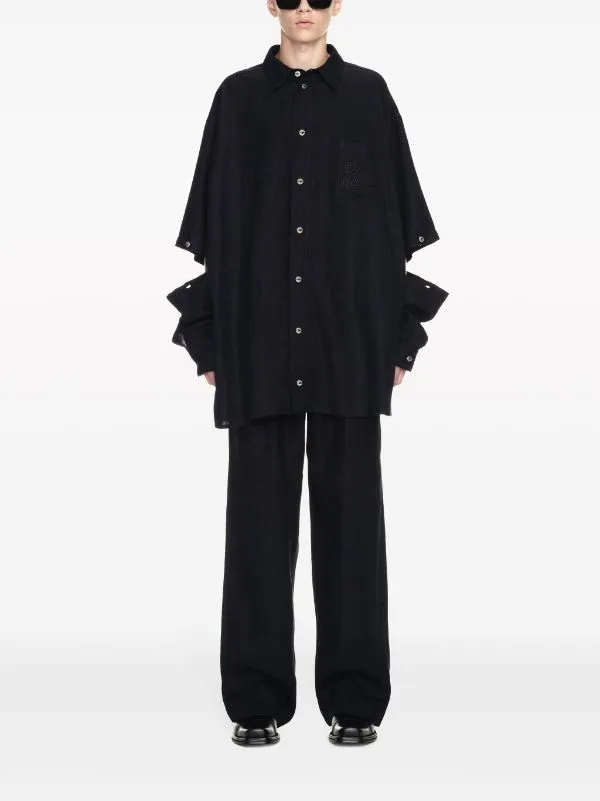 90'S LOGO-EMBROIDERED PANELLED LINEN SHIRT JACKET