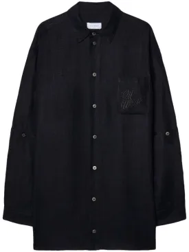 90'S LOGO-EMBROIDERED PANELLED LINEN SHIRT JACKET