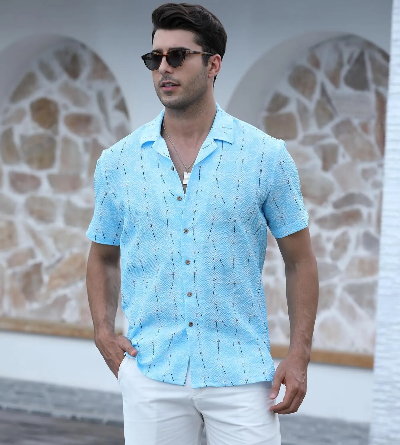 Alex Vando Mens Hawaiian Shirts Short Sleeve Summer Aloha Hawaii Shirts