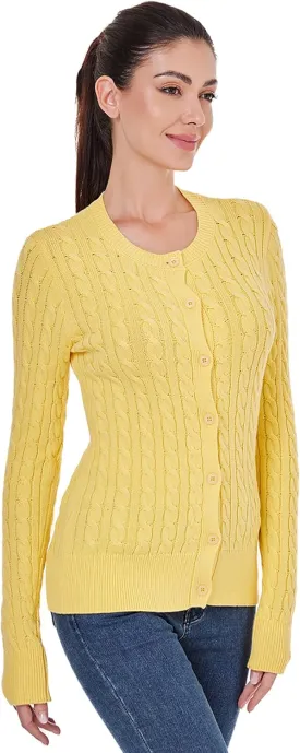 AmlieBoutik Women Cable Knit Cardigan Long Sleeve Open Front Button Down Knitwear Sweater Coat