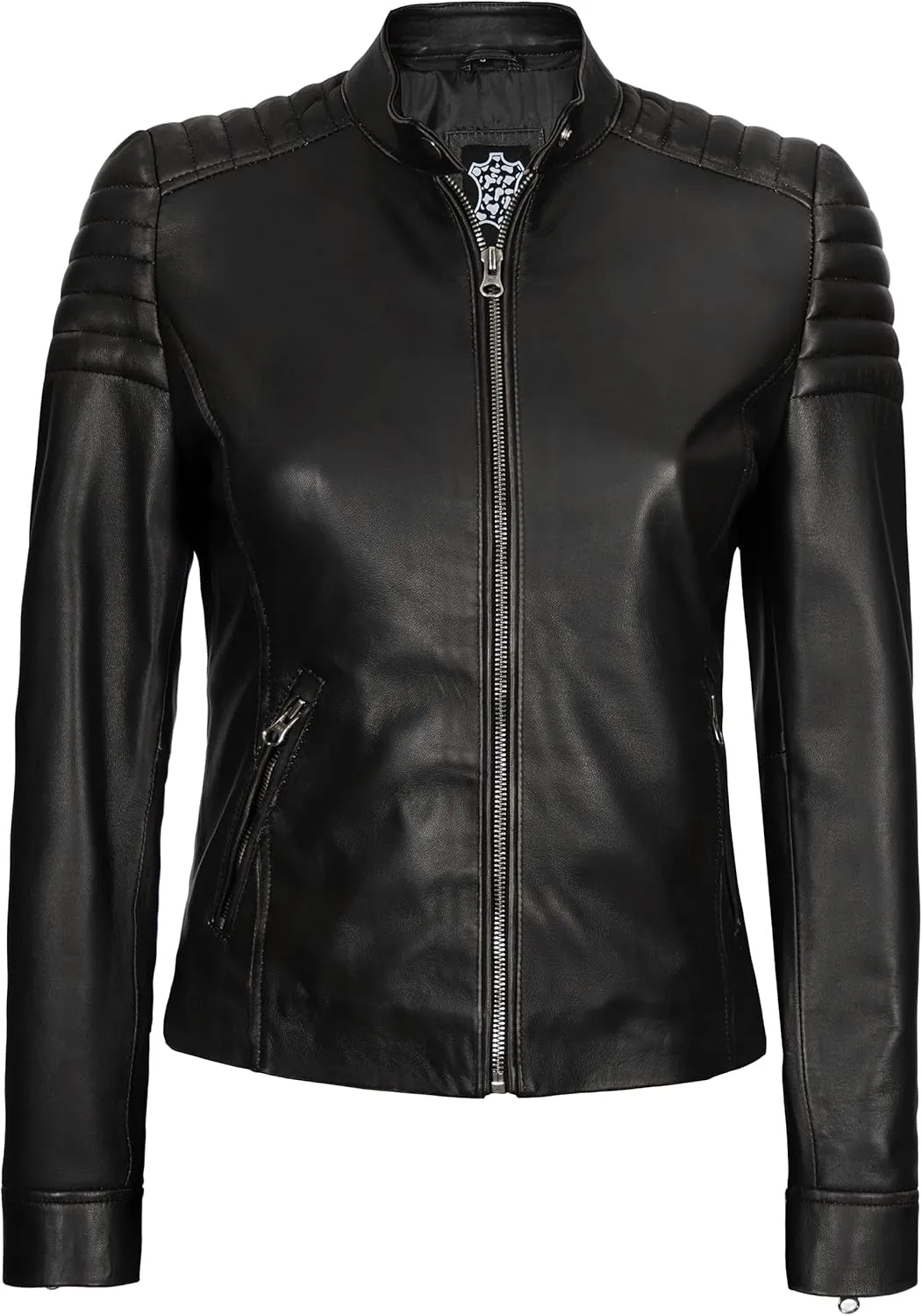 Blingsoul Cafe Racer Leather Jacket Womens - Real Lambskin Leather Jackets for Women