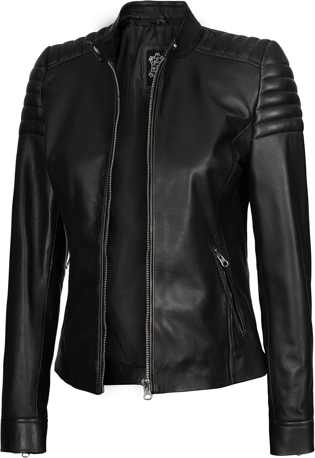 Blingsoul Cafe Racer Leather Jacket Womens - Real Lambskin Leather Jackets for Women