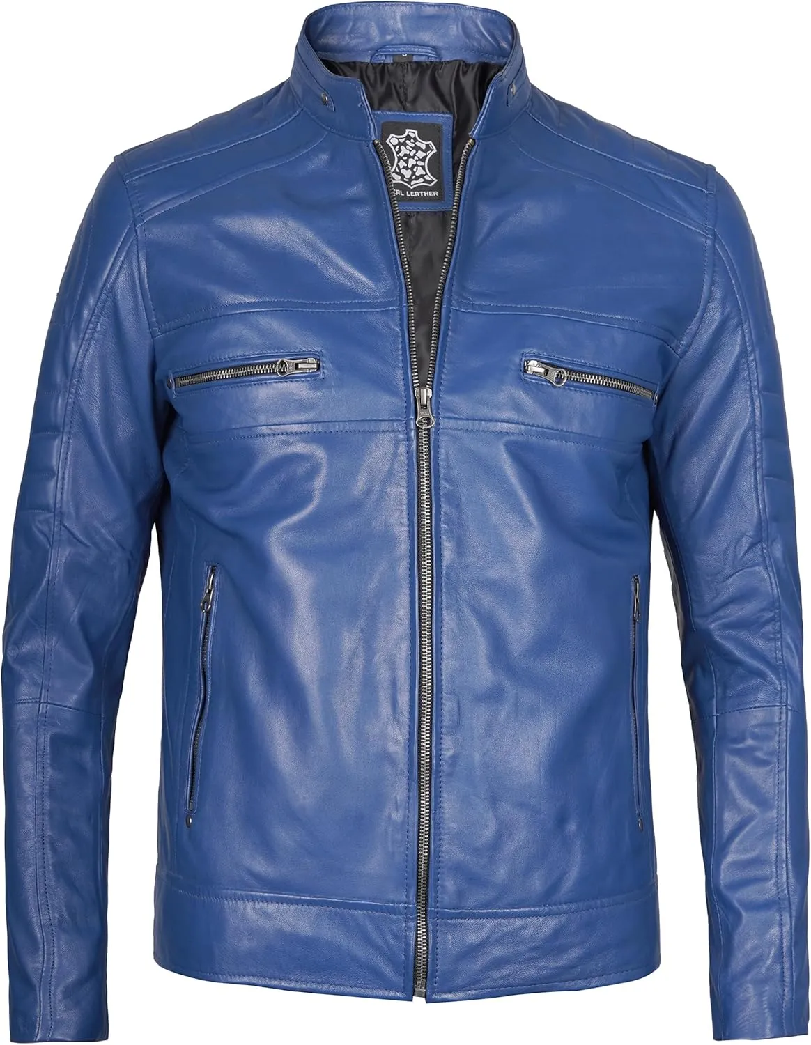 Blingsoul Real Lambskin Men's Leather Jackets - Cafe Racer Style Premium Leather Jacket Men