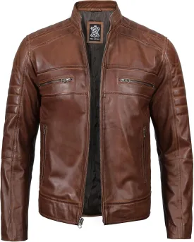 Blingsoul Real Lambskin Men's Leather Jackets - Cafe Racer Style Premium Leather Jacket Men
