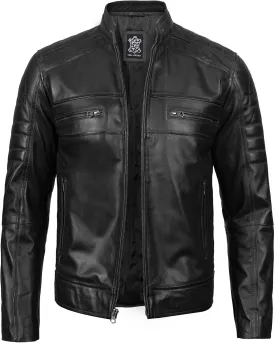 Blingsoul Real Lambskin Men's Leather Jackets - Cafe Racer Style Premium Leather Jacket Men