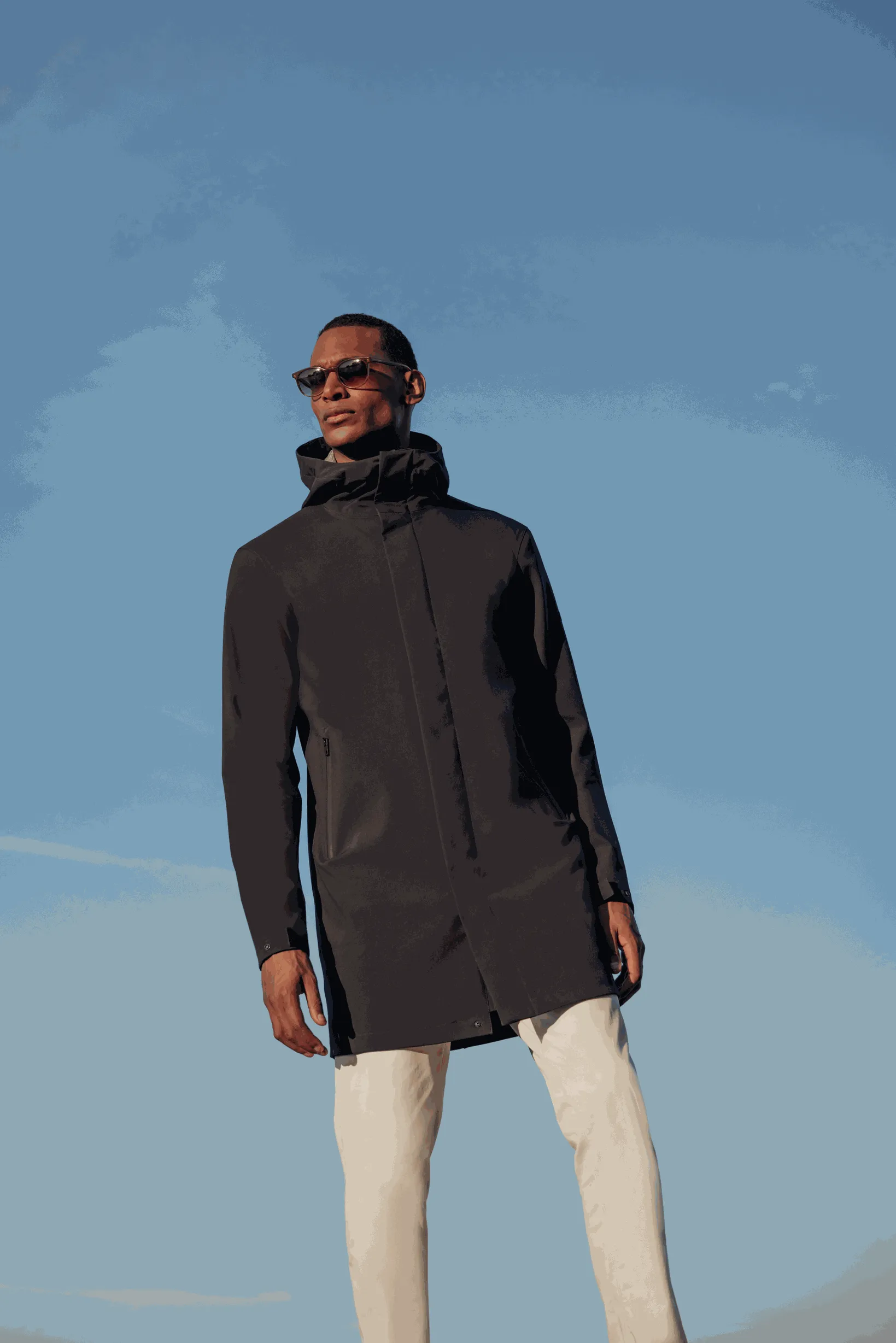 Blouson parka longue marine