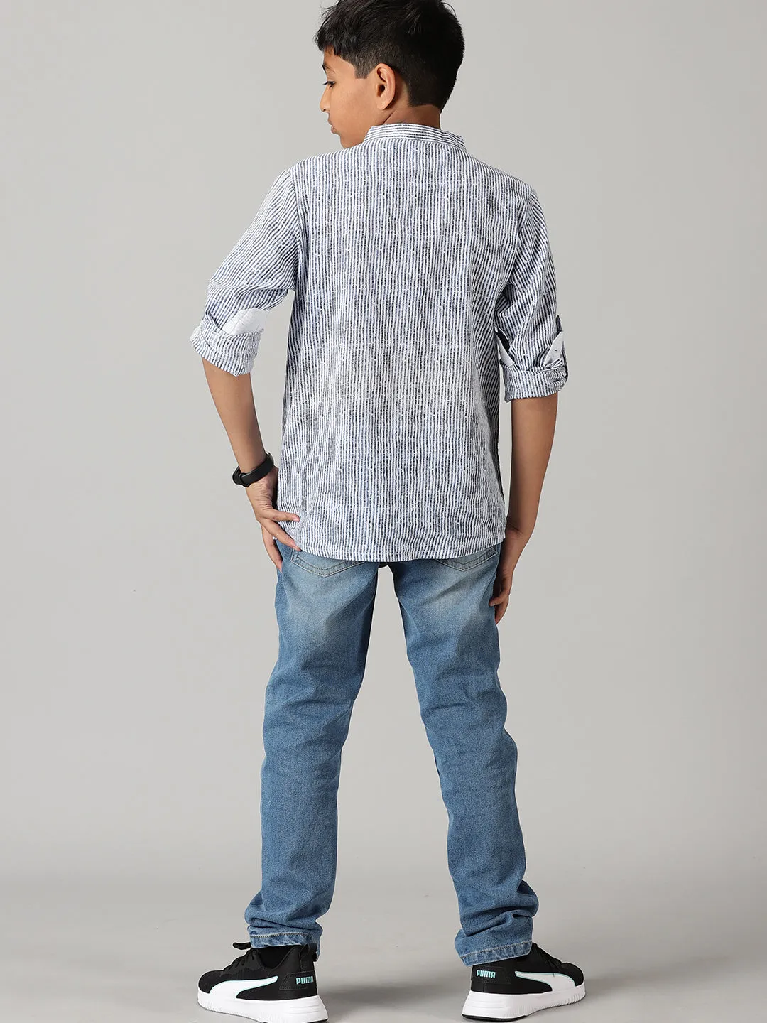Boys Full Sleeve Kurta Shirt & Denim Pant Set