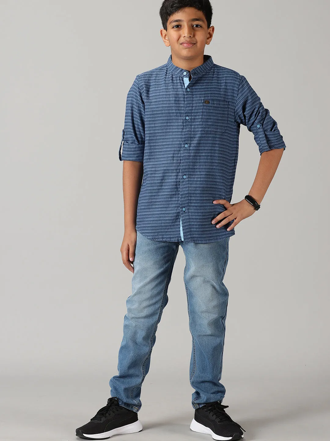 Boys Full Sleeve Kurta Shirt & Denim Pant Set