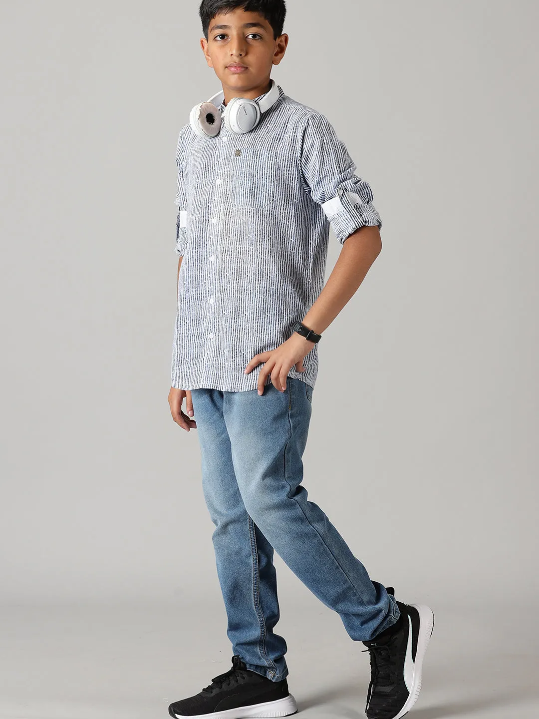 Boys Full Sleeve Kurta Shirt & Denim Pant Set