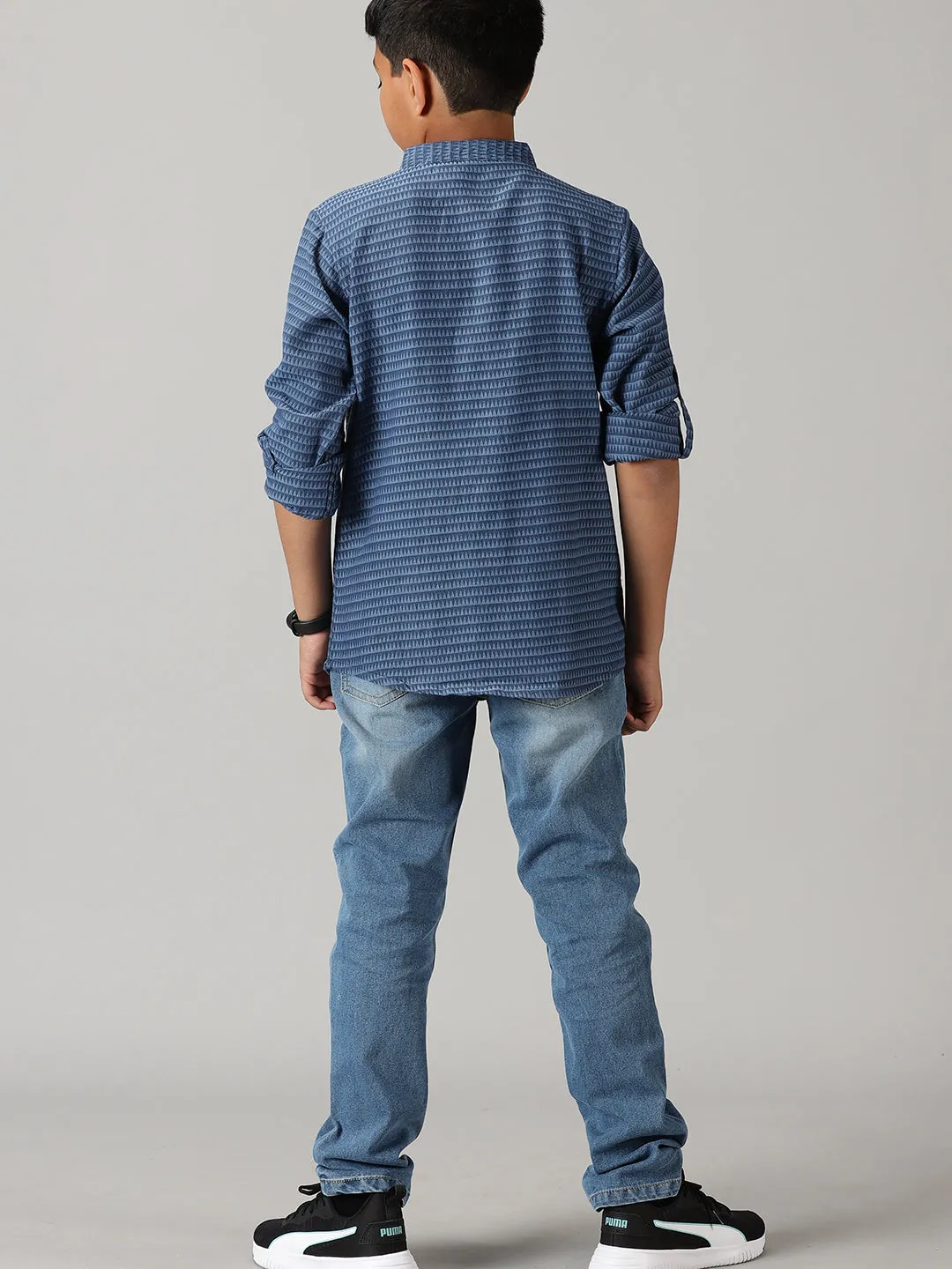 Boys Full Sleeve Kurta Shirt & Denim Pant Set