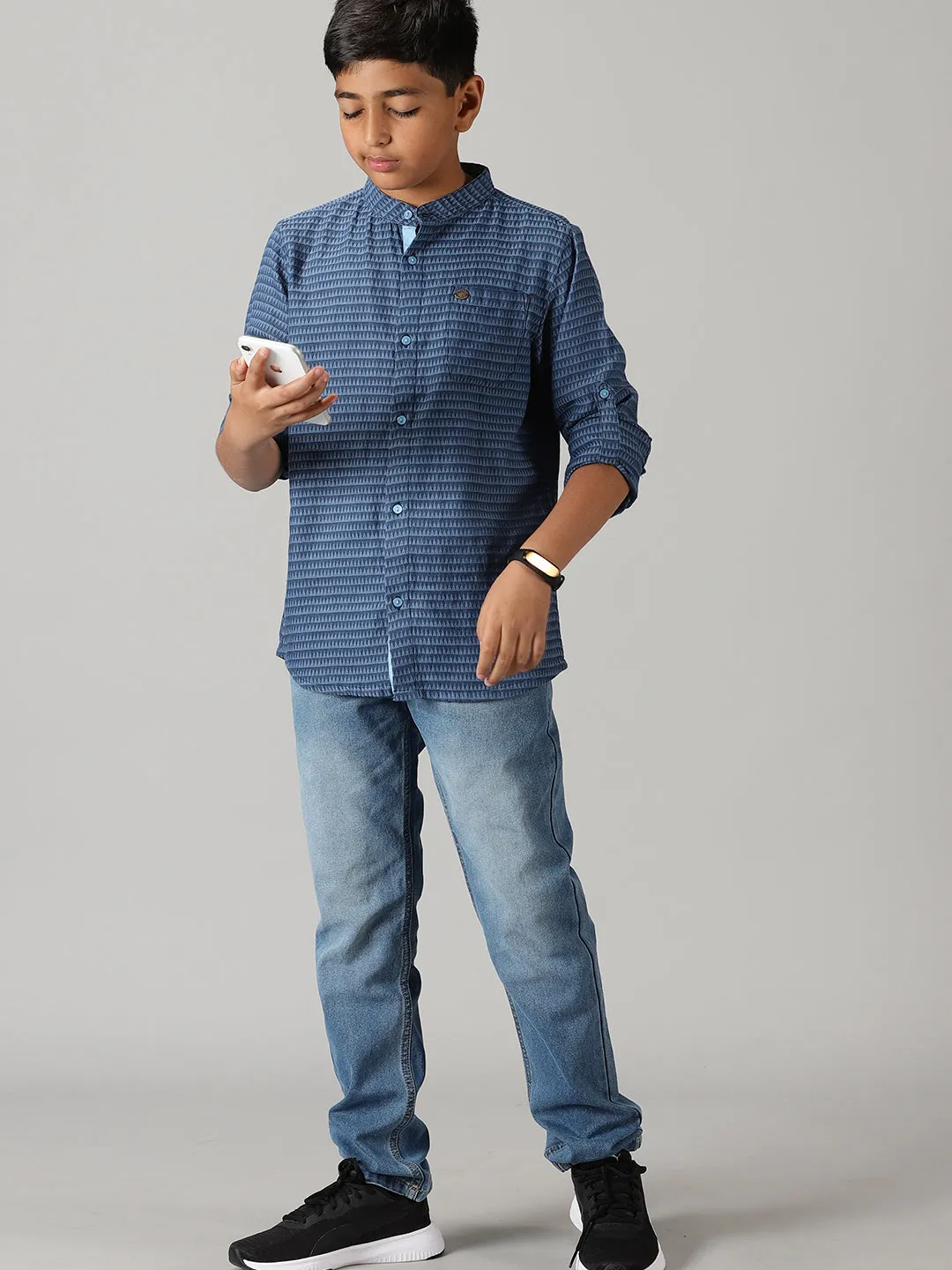 Boys Full Sleeve Kurta Shirt & Denim Pant Set
