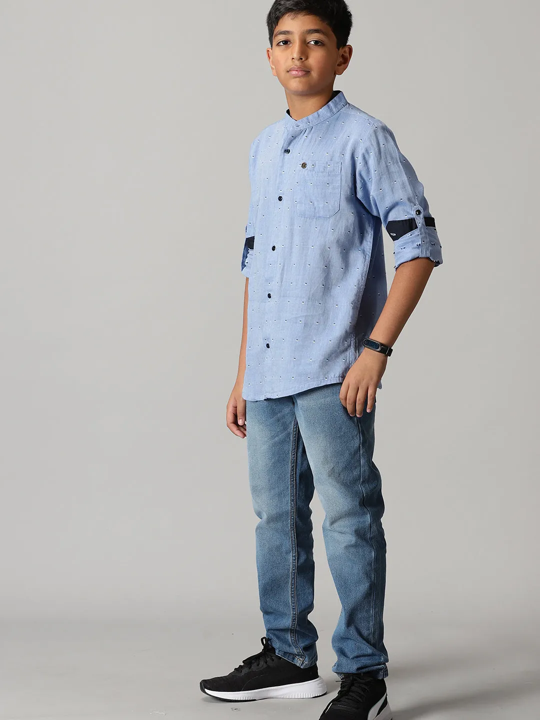Boys Full Sleeve Kurta Shirt & Denim Pant Set