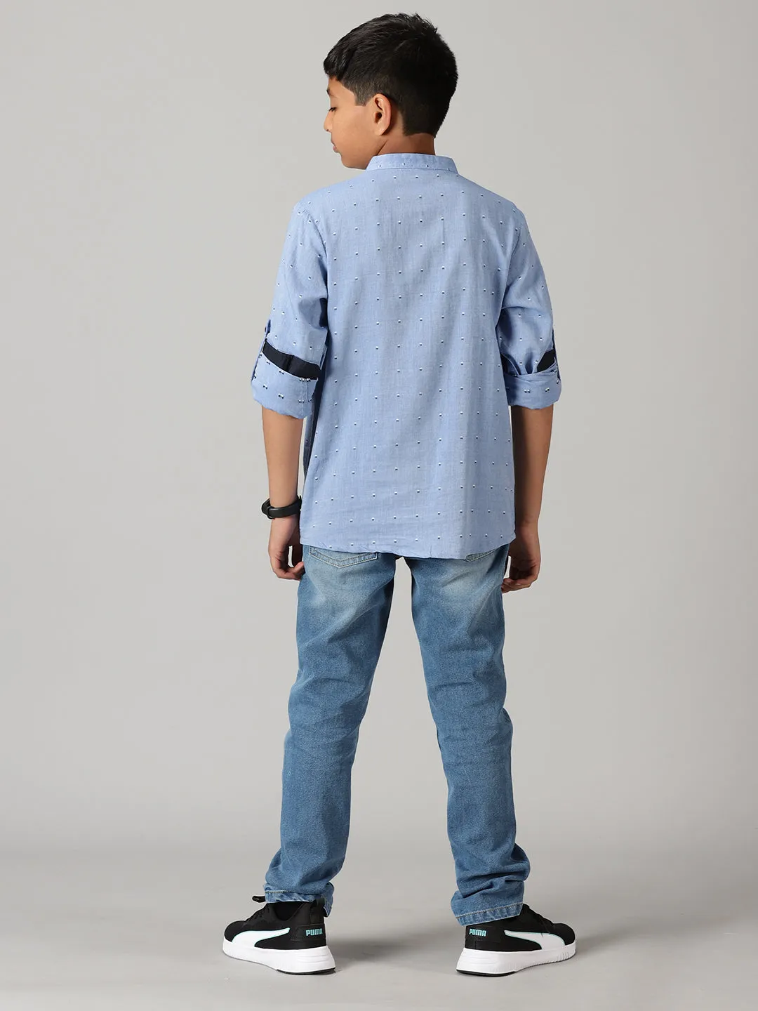 Boys Full Sleeve Kurta Shirt & Denim Pant Set