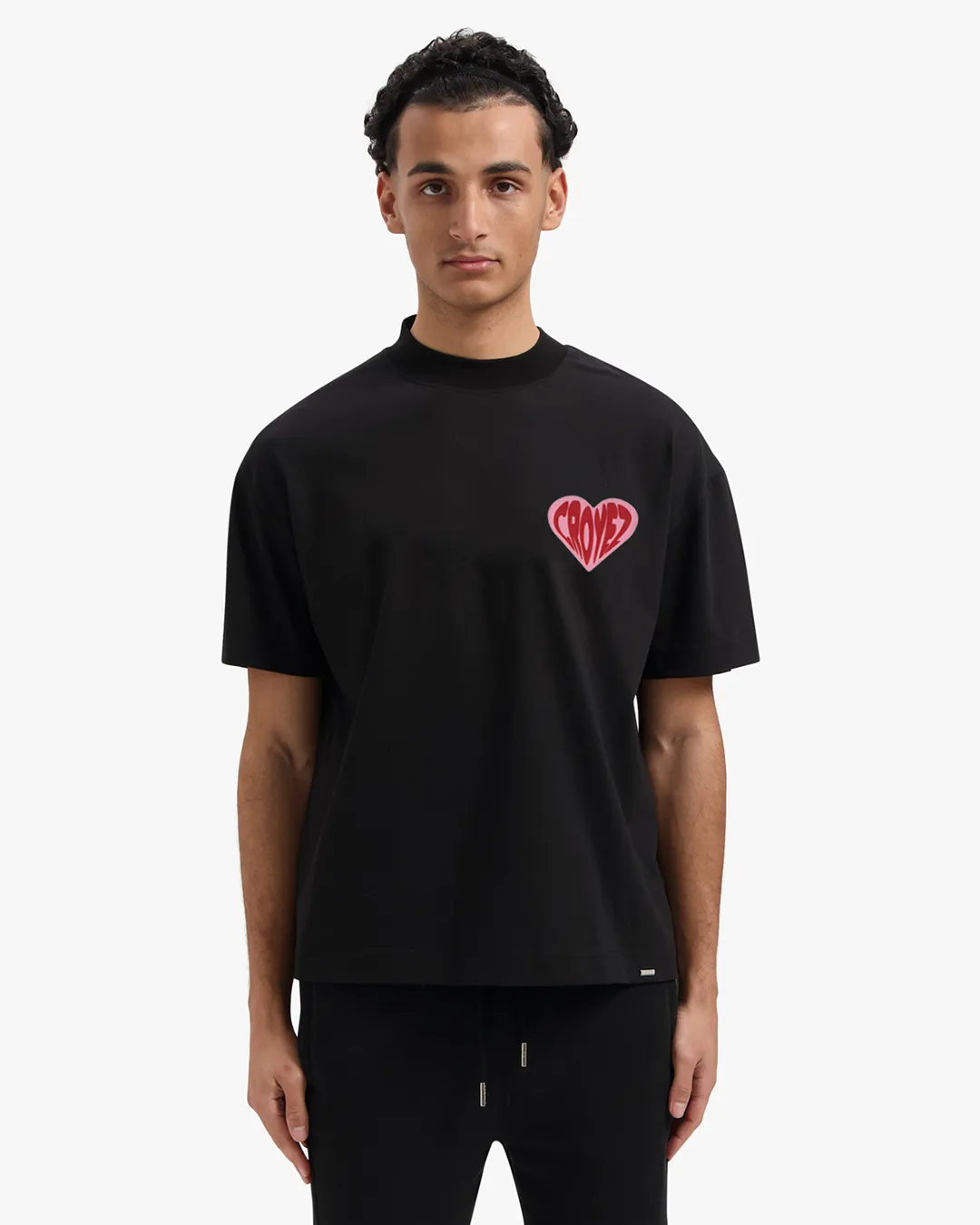 Croyez Puffed Heart T-Shirt | Black/Red