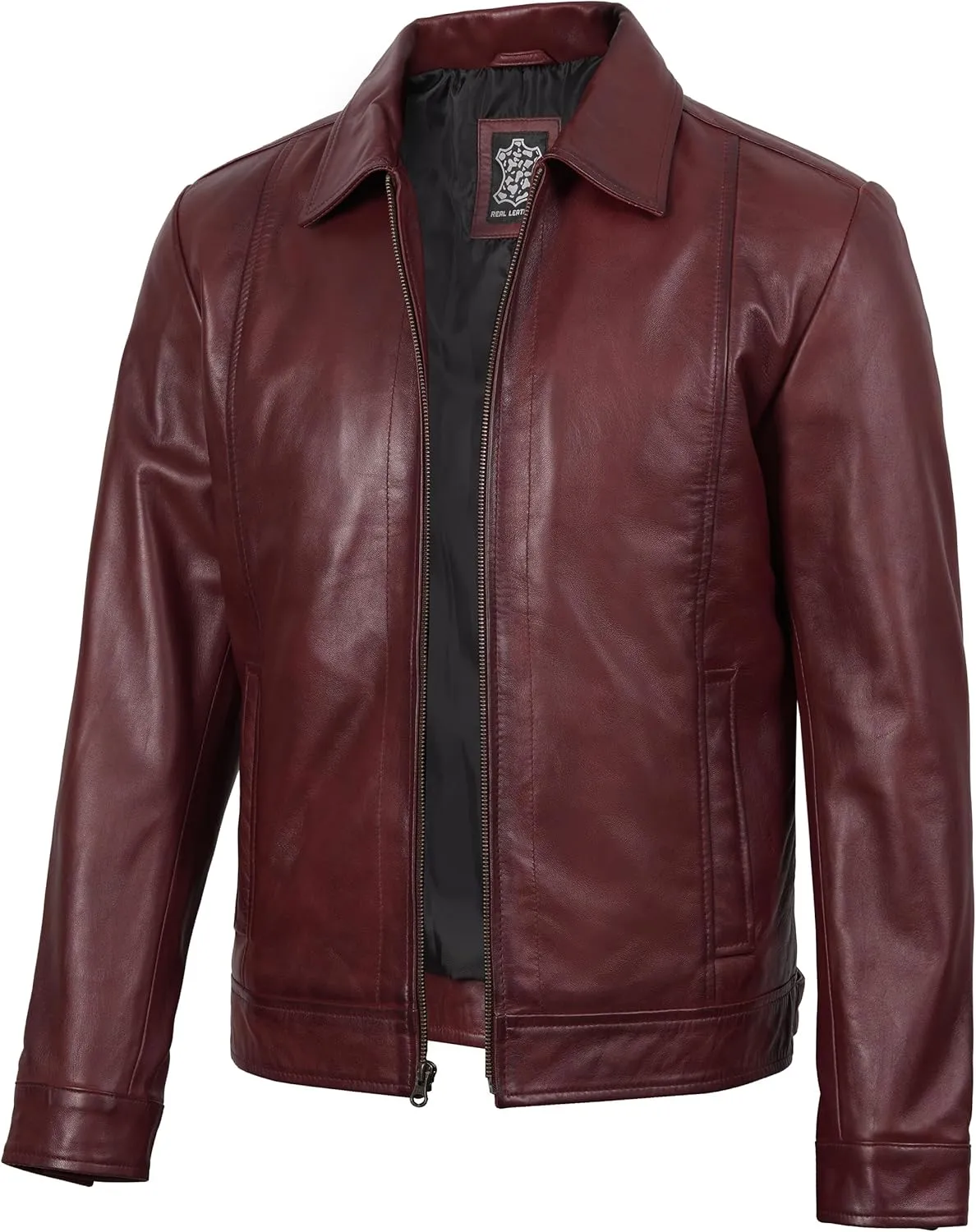 Decrum Mens Leather Jacket - Real Lambskin Classic Vintage Style Leather Jackets For Men