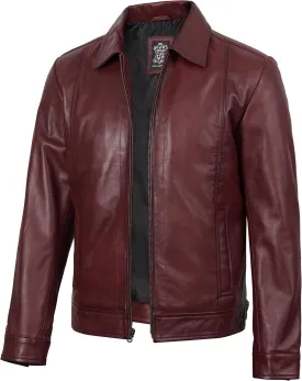 Decrum Mens Leather Jacket - Real Lambskin Classic Vintage Style Leather Jackets For Men