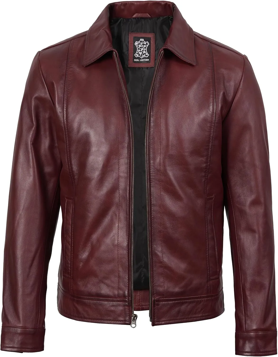 Decrum Mens Leather Jacket - Real Lambskin Classic Vintage Style Leather Jackets For Men