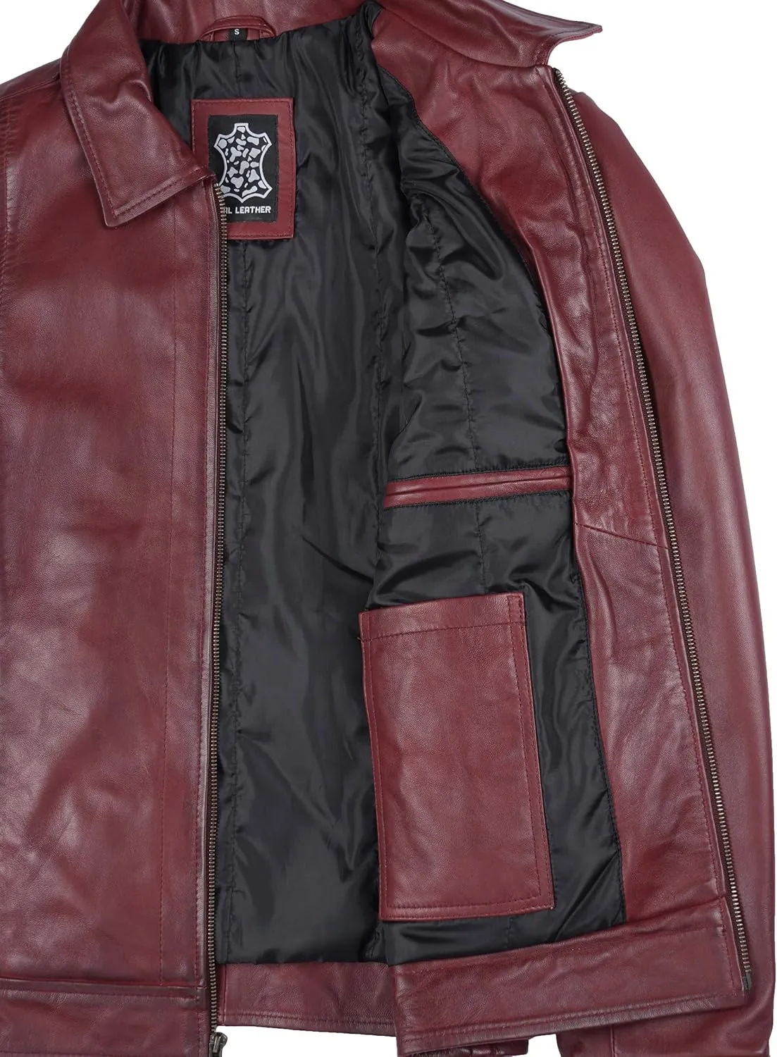 Decrum Mens Leather Jacket - Real Lambskin Classic Vintage Style Leather Jackets For Men