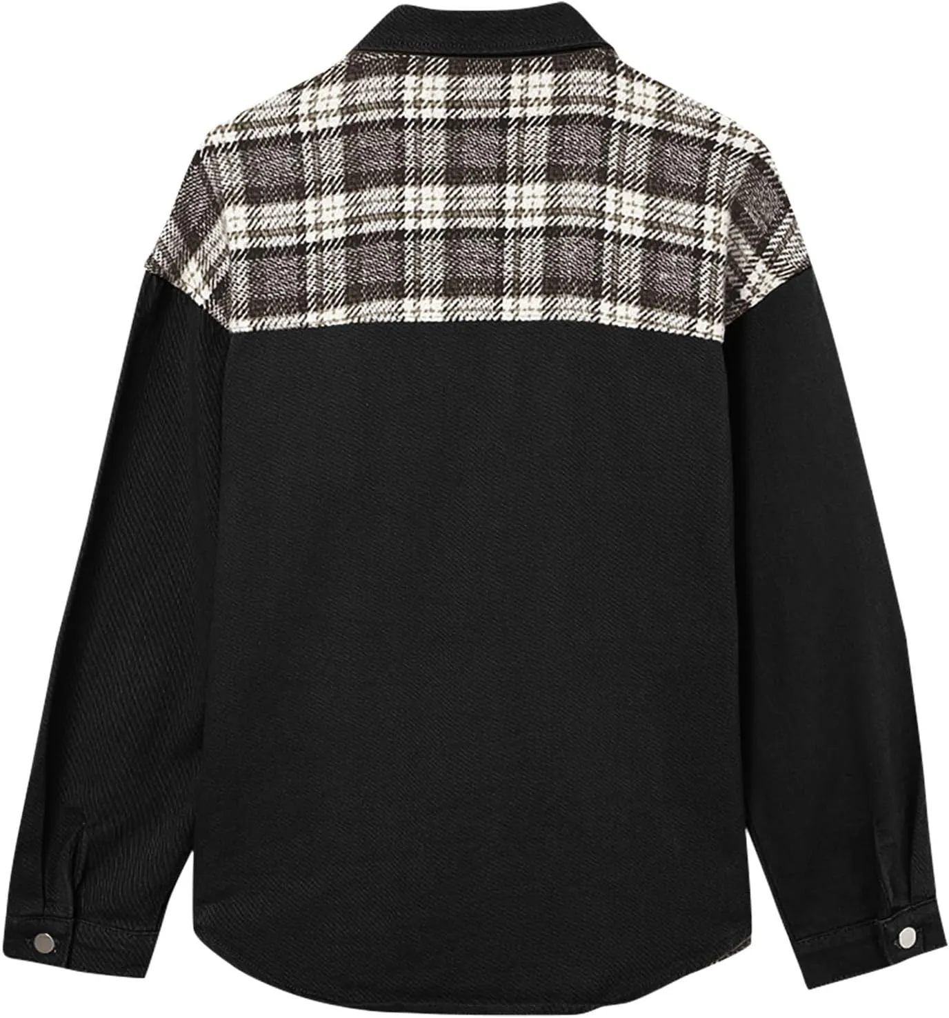 Denim Jackets for Women Casual Fall Fashion 2024 Plaid Shacket Long Sleeve Button Down Shirts Jackets Fall Outfits