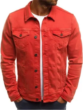 Dninmim Men's Long Sleeve Denim Jackets Slim Fit Jeans Jacket Cotton Hole Outwear Coat