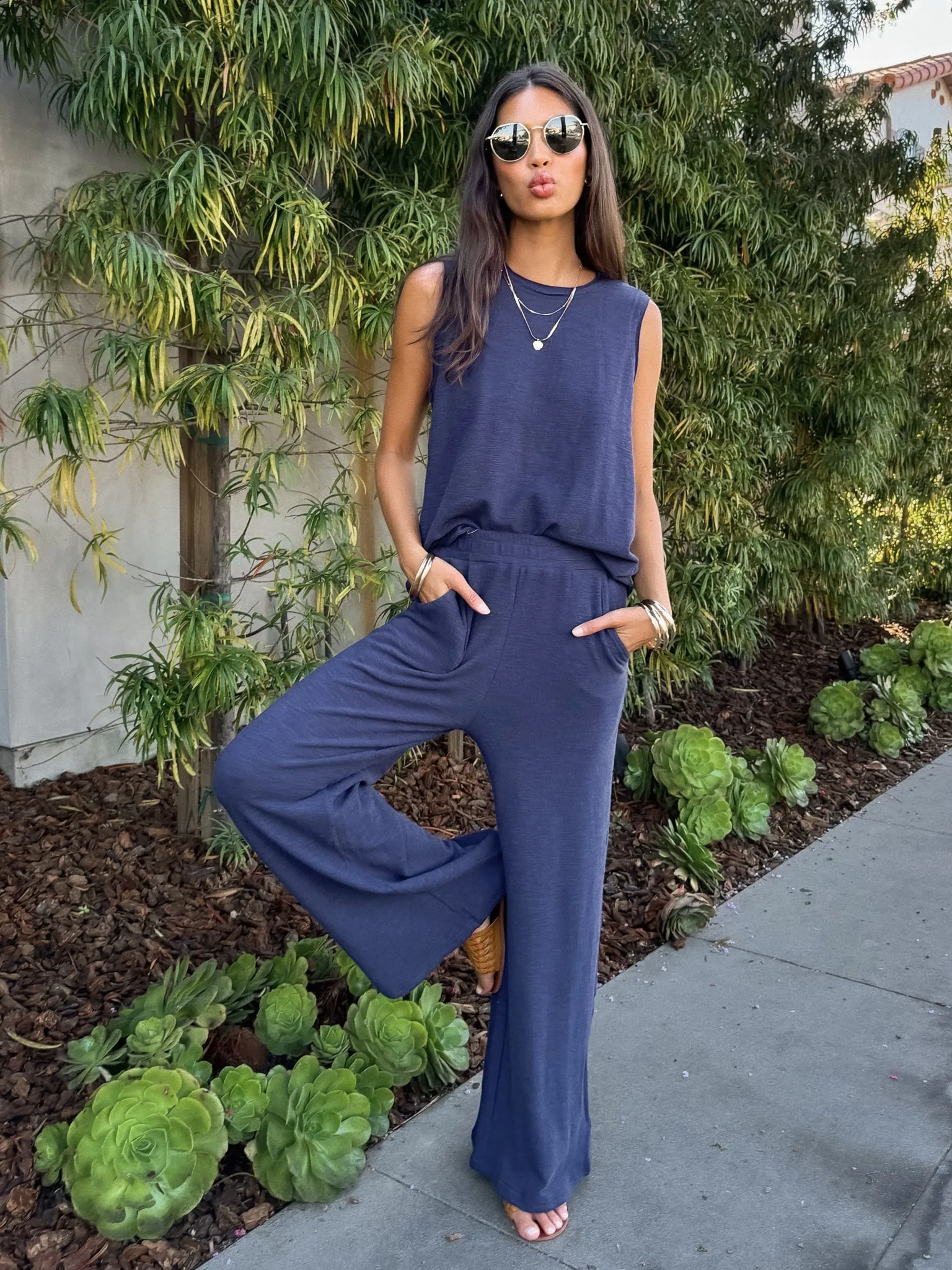 Easy Going Knit Pants in Navy