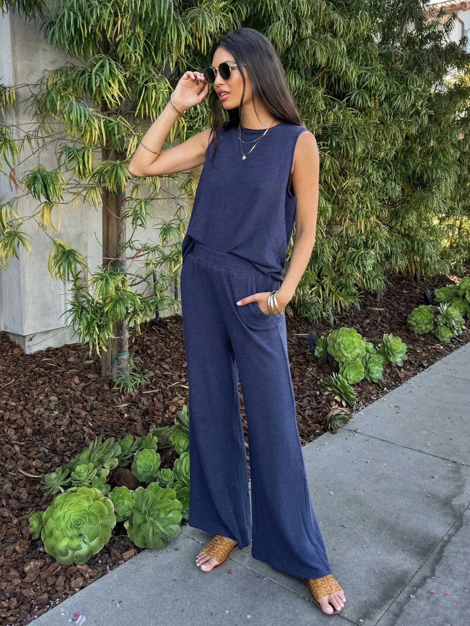Easy Going Knit Pants in Navy