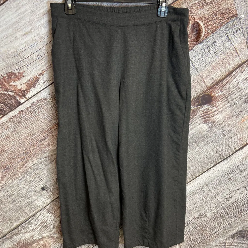 EILEEN FISHER DARK GREY WOOL WIDE LEG PANTS WITH POCKETS SIZE PETITE MEDIUM D2C