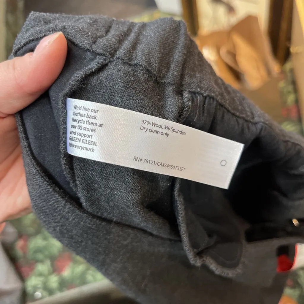 EILEEN FISHER DARK GREY WOOL WIDE LEG PANTS WITH POCKETS SIZE PETITE MEDIUM D2C