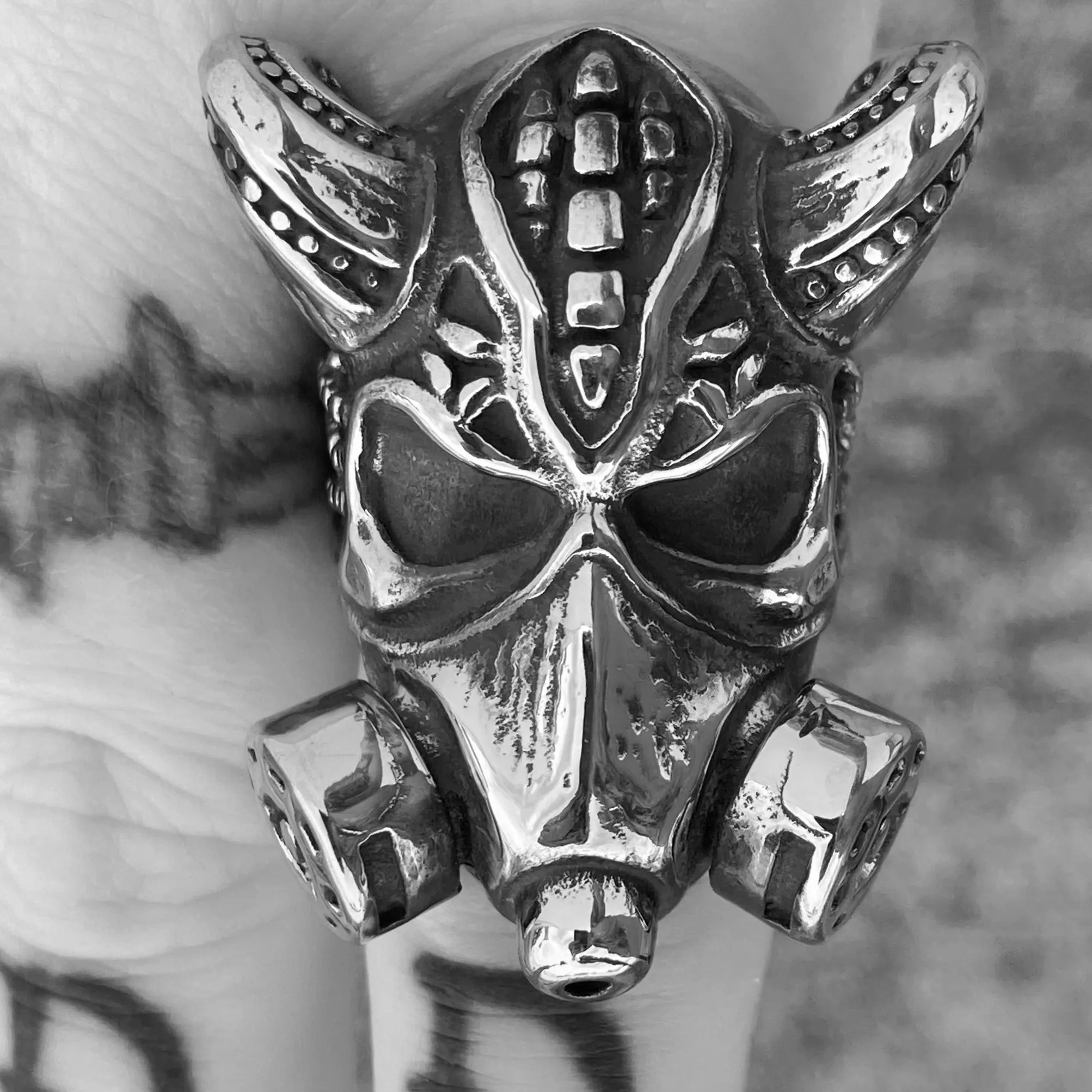Gas Mask W/Horns - Silver - SLC58 CLEARANCE