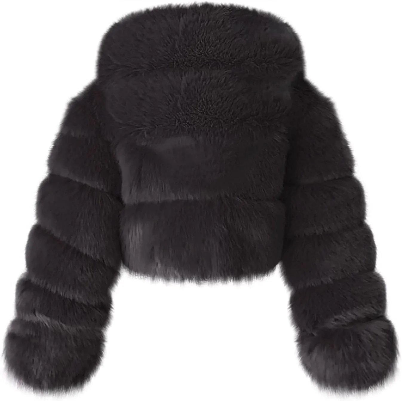 LCMTWX Women's Faux Fur Cropped Jacket Long Jacket Faux Sleeve Short Warm Women's Coat 2023 Fall Winter Fashion Faux Fur