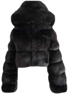 LCMTWX Women's Faux Fur Cropped Jacket Long Jacket Faux Sleeve Short Warm Women's Coat 2023 Fall Winter Fashion Faux Fur