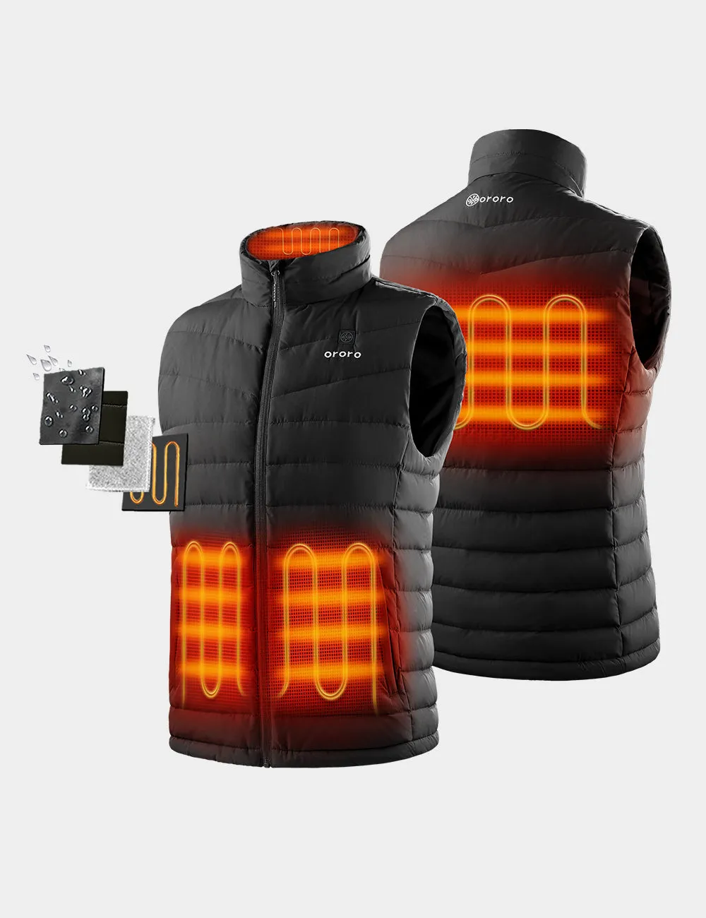 Men's Heated Lightweight Down Vest - Black
