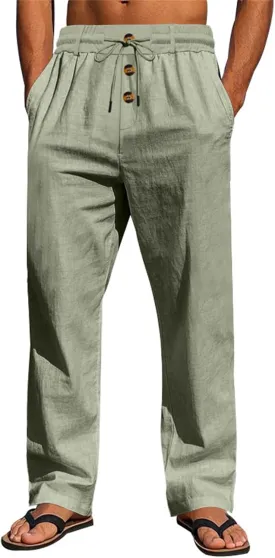 Mens Loose Fit Wide Leg Drawstring Baggy Yoga Beach Lightweight Work Office Athletic Workout Straight Trousers Pants