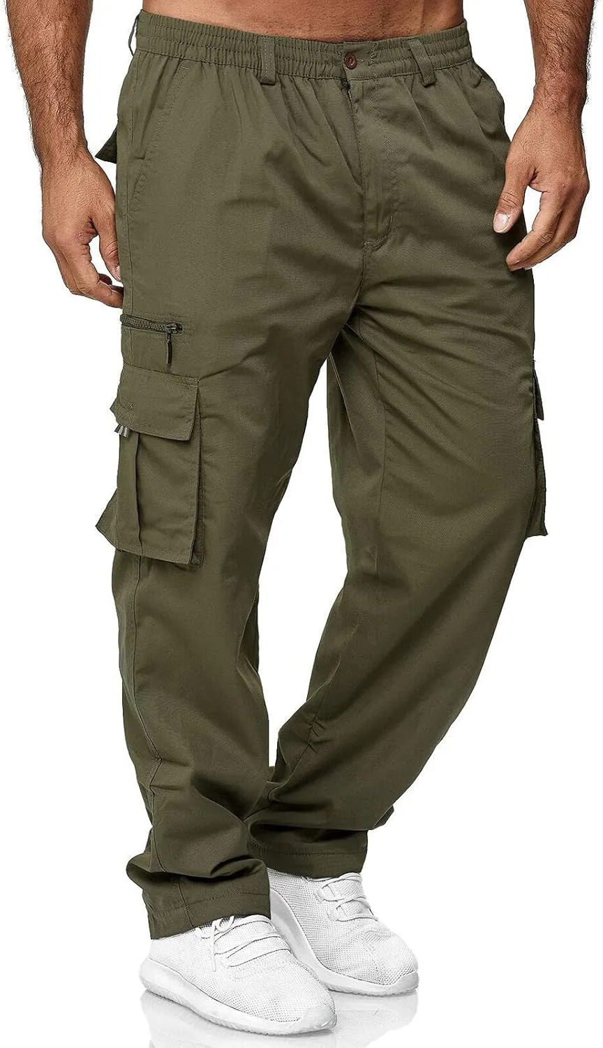 Mens Outdoor Cargo Lightweight Pants Tactical Pant Hiking Jogger Classic Fit Multi Pockets