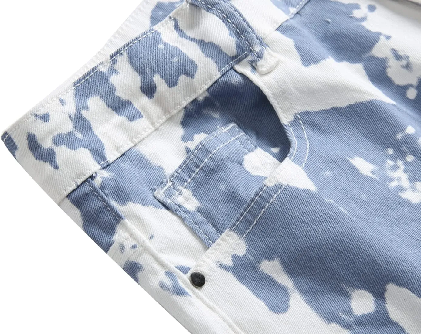 Men's Skinny Stretch Jeans Fashion Printed Slim Fit Jeans Comfort Flex Waist Casual Pants