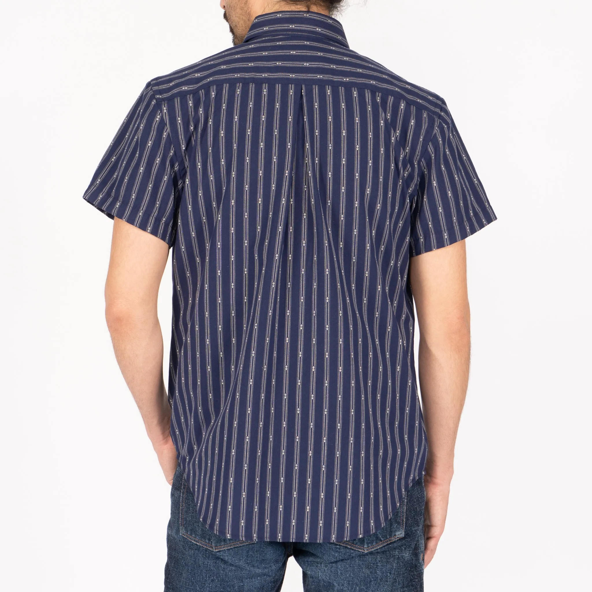 Short Sleeve Easy  Shirt - Vintage Dobby Stripes - Navy