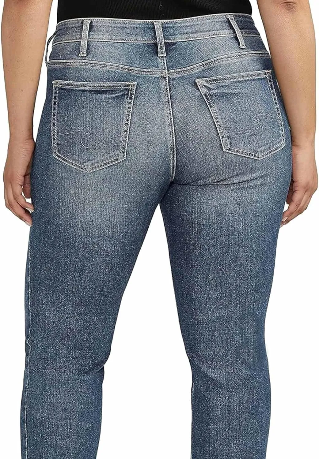 Silver Jeans Co. Women's Plus Size Suki Mid Rise Curvy Fit Straight Leg Jeans