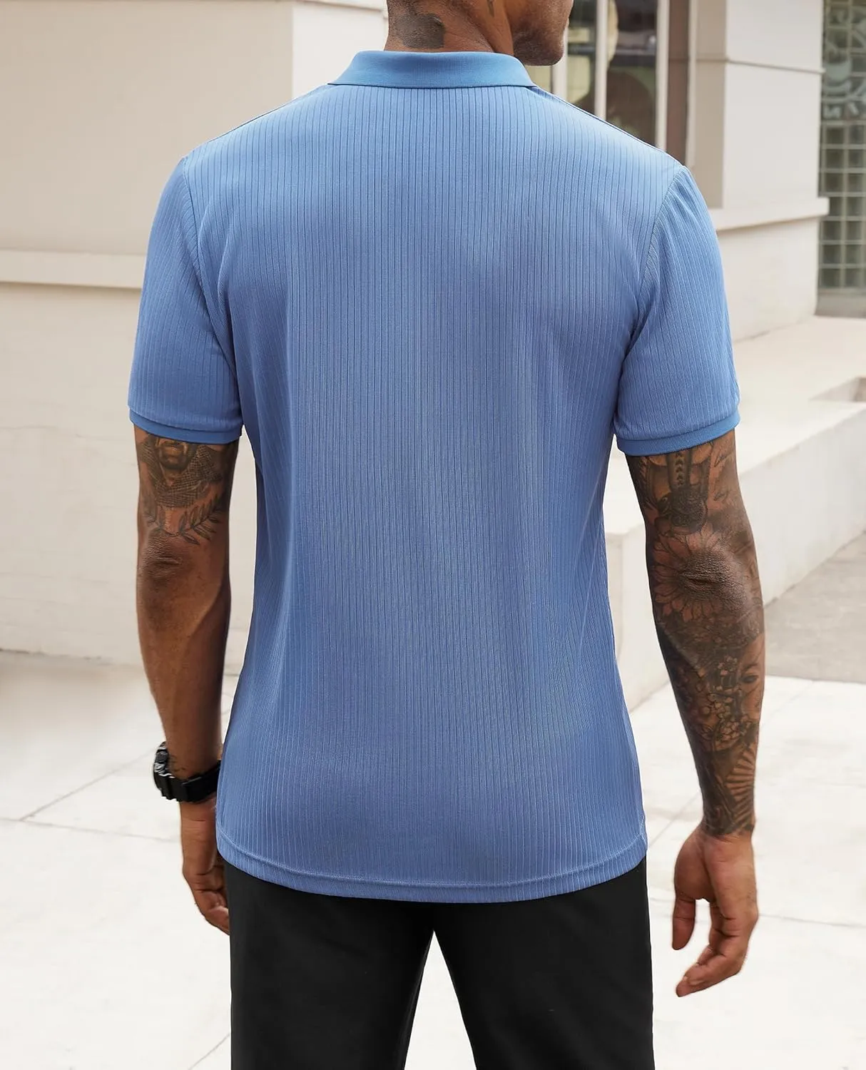 Stretch Polo Shirts for Men Short Sleeve Golf Polo Shirts Slim Polo T-Shirts for Men Golf Shirts Tennis Polo