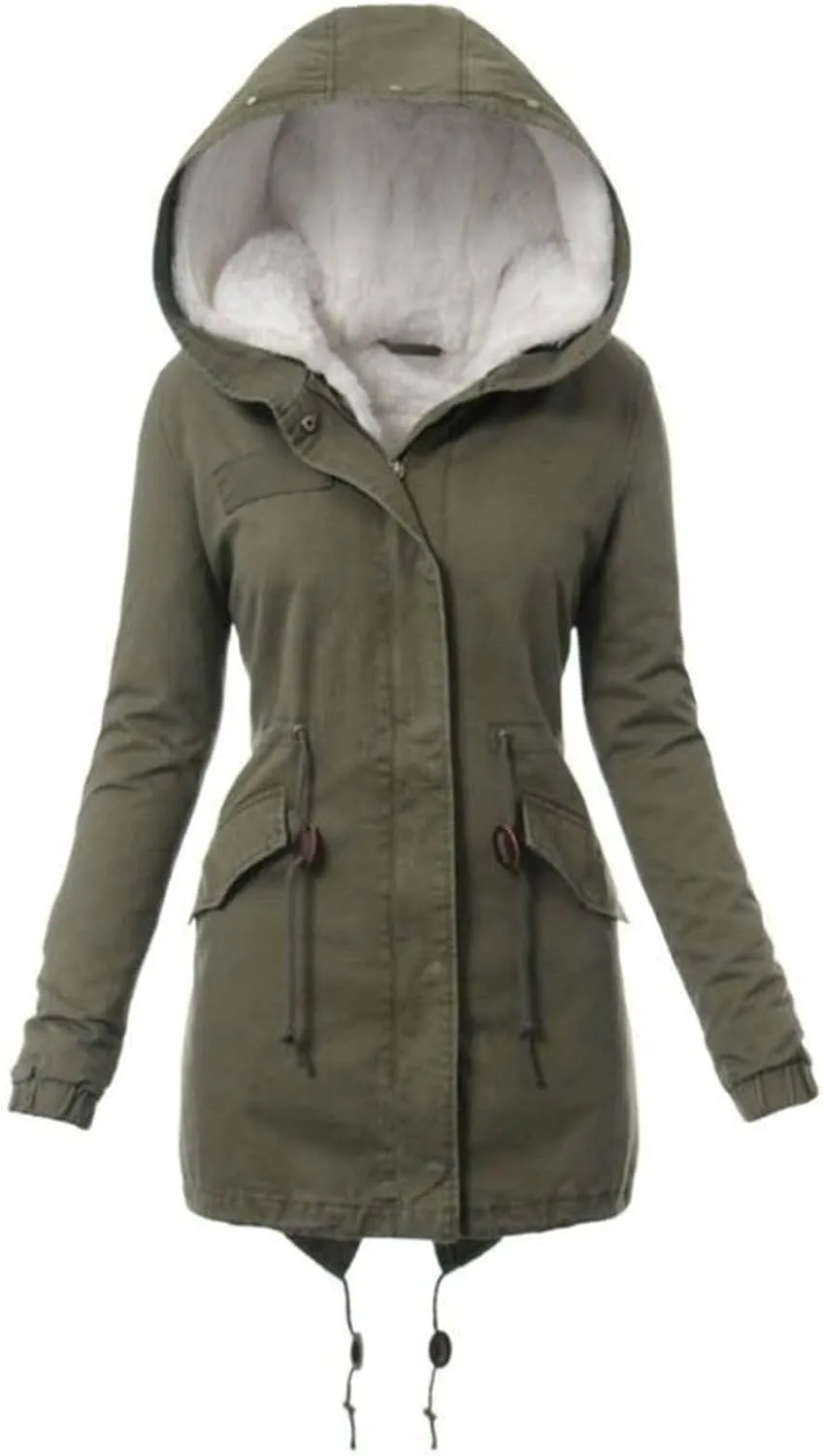 Winter Coats for Women Thicken Puffer Overcoat Warm Cold Weather Parka Jacket Plush Outwear with Removable Fur Trim