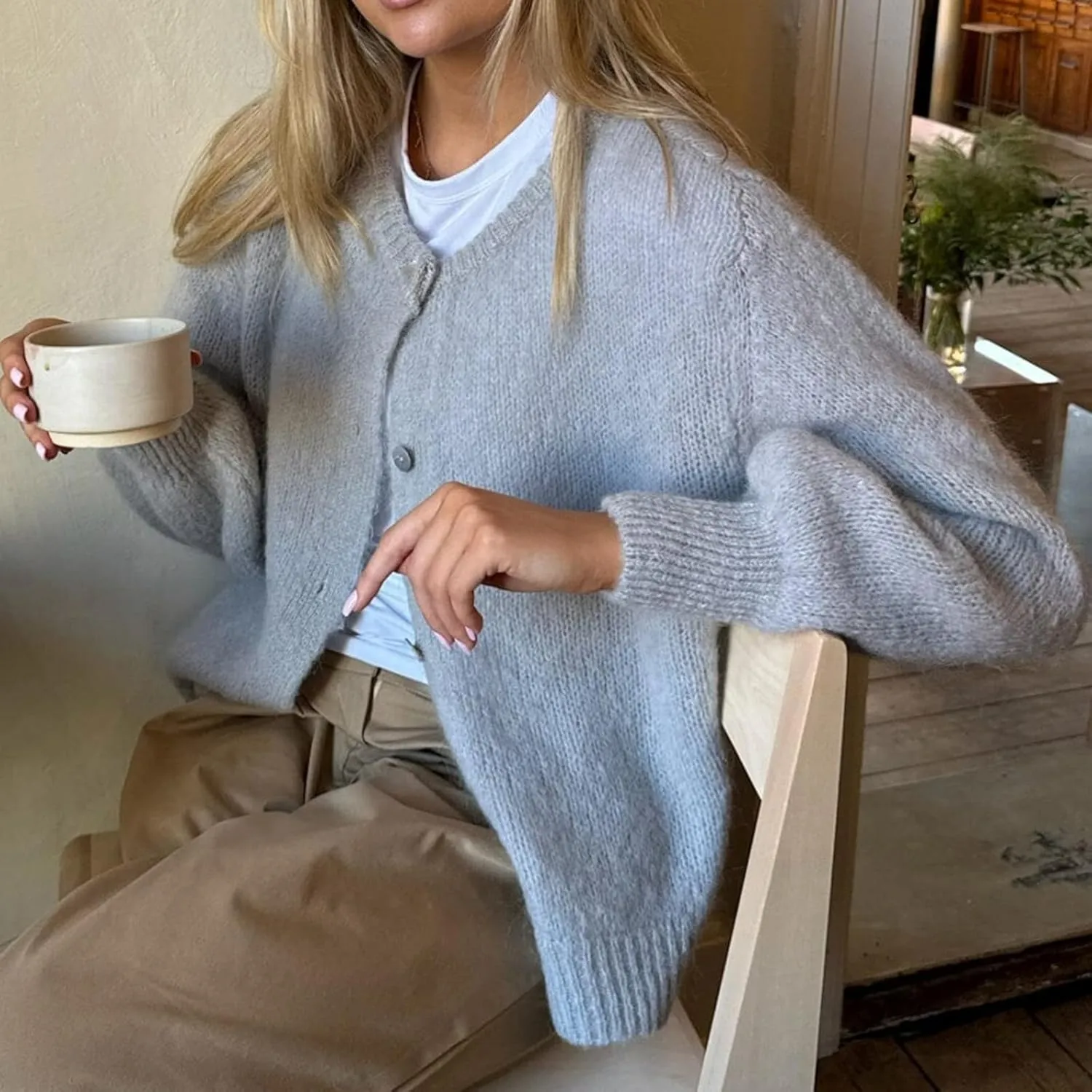 Women Y2k Button up Sweater Casual Lightweight Solid Color Knit Cardigan Cute Long Sleeve Crop Cardigan Fall Knitwear