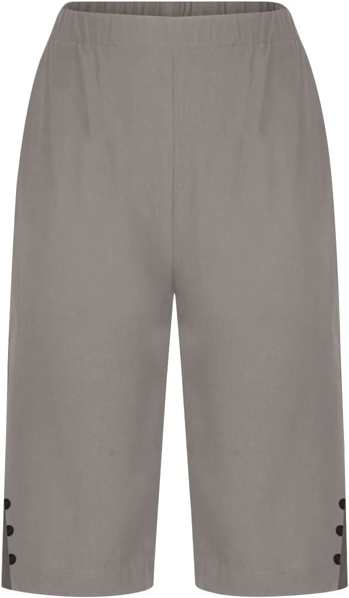 Womens Capri Pants 2025 Knee Length Cotton Linen Capris Summer Straight Leg Loose Beach Bermuda Shorts with Pockets