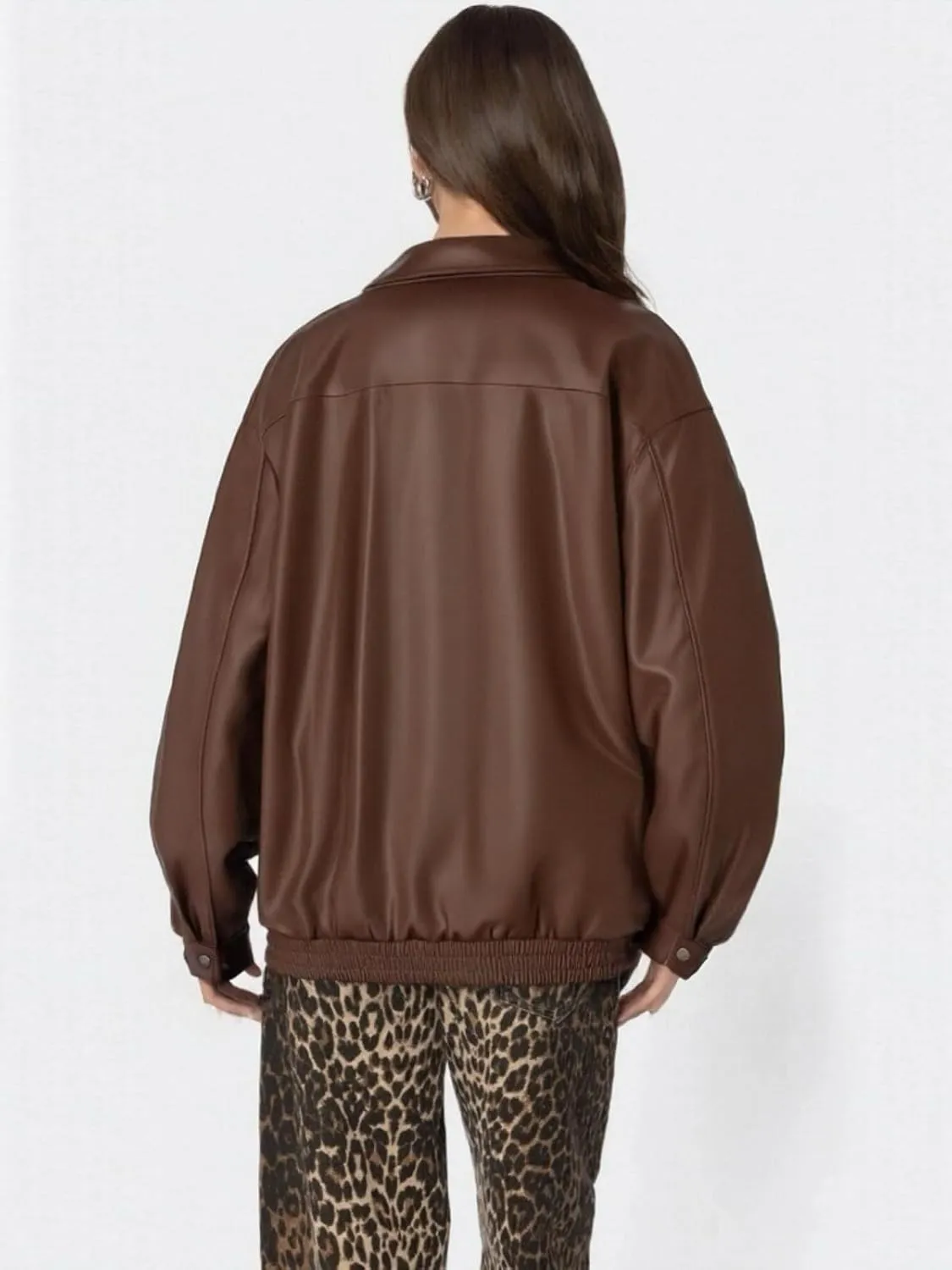 Womens Oversized Leather Jackets Faux Zip Up Motorcycle Bomber Coat Fall Trendy Winter Outfits