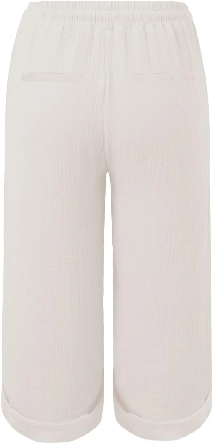 Womens Summer Capris Cotton Linen Sweat Pants Casual Loose Comfy Trendy Elastic Waist Cropped Trouser Beach Clothes