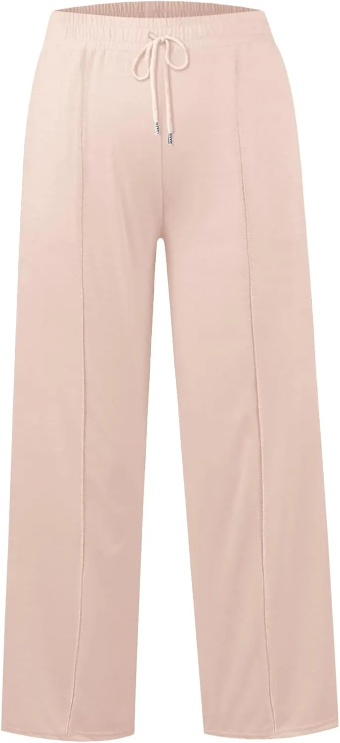 Women's Summer Casual Baggy Wide Leg Yoga Pants Solid Lightweight Sweatpants