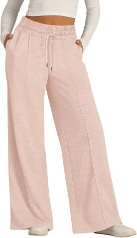 Women's Summer Casual Baggy Wide Leg Yoga Pants Solid Lightweight Sweatpants