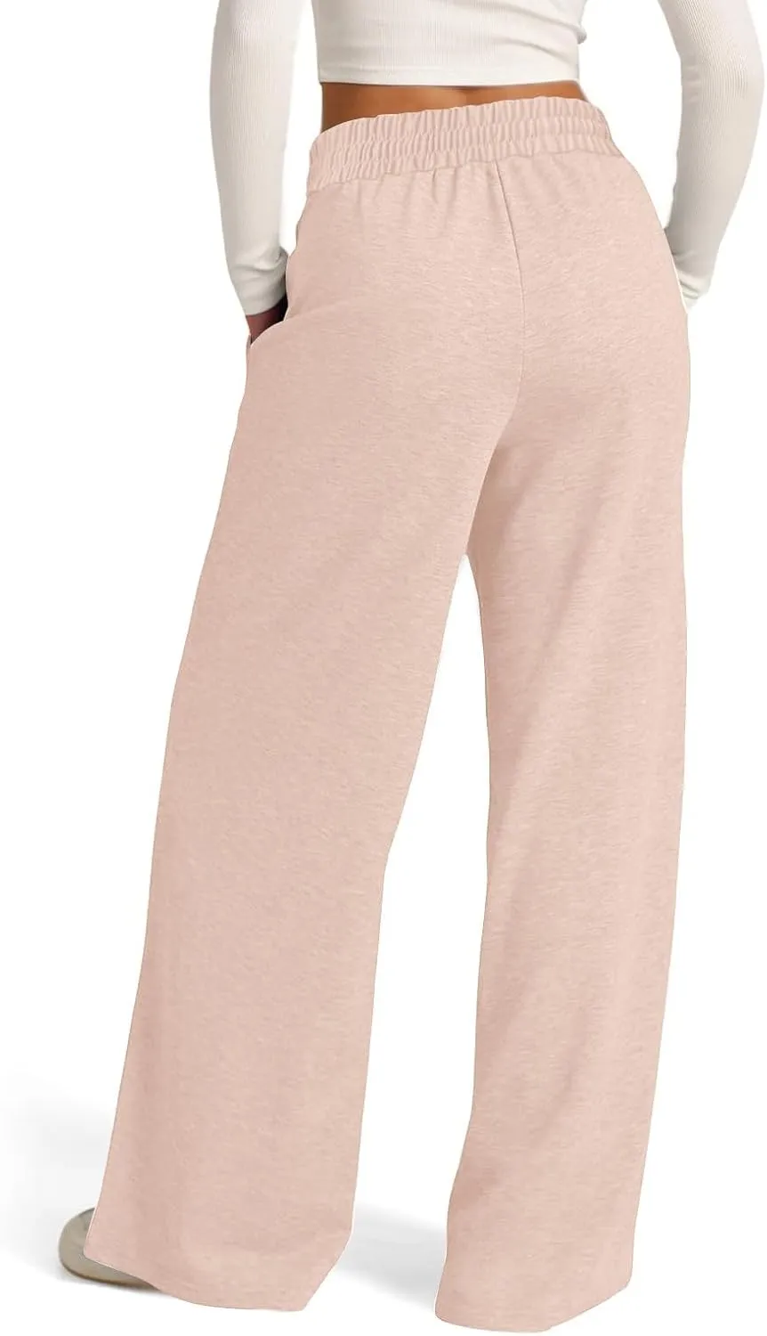 Women's Summer Casual Baggy Wide Leg Yoga Pants Solid Lightweight Sweatpants