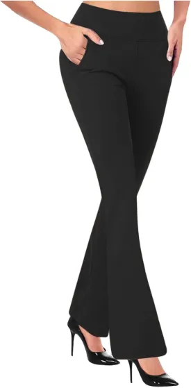 Womens Yoga Dress Pants Tretchy Pull On Straight Leg Business Casual Pant Dressy Slacks Dress Pants for Office Work